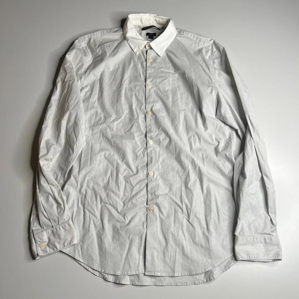 John Varvatos U.S.A Luxe Men’s Dress Shirt M White Collar Striped Button Front